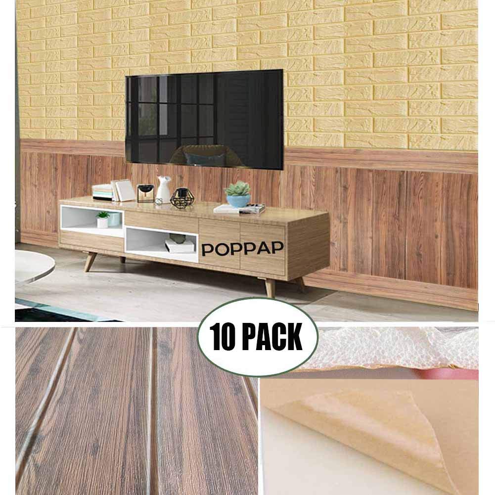 Amazon Com Poppap 3d Foam Brick Wall Panels Faux Wood