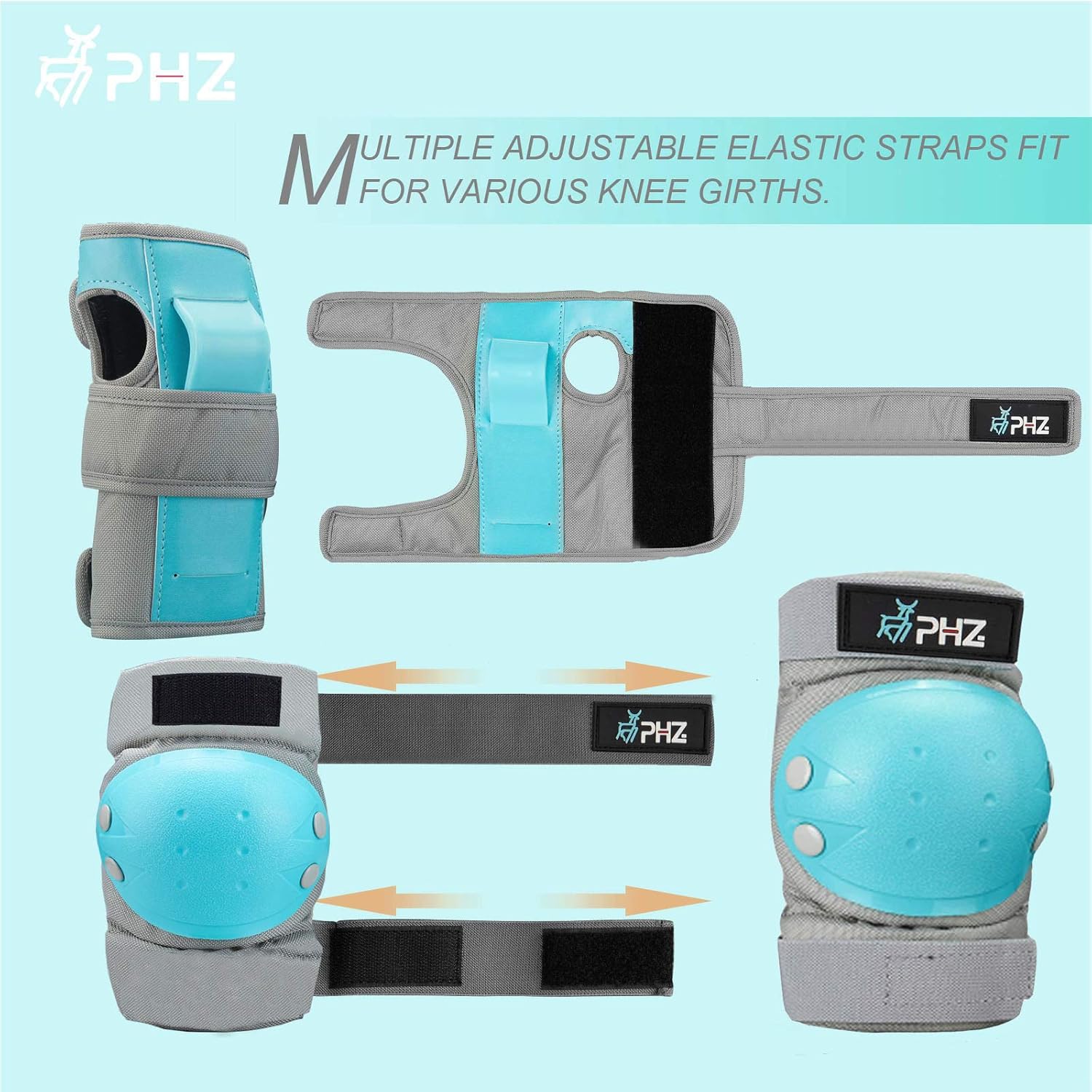 PHZ. Kids Adults Bike Helmet Adjustable Helmet for Toddler Child Youth Adult, Knee Pads Elbow Pads Wrist Guards Kids Protective Gear Set for Multi Sports Scooter, Skateboarding, Biking, Roller Skating : Sports & Outdoors