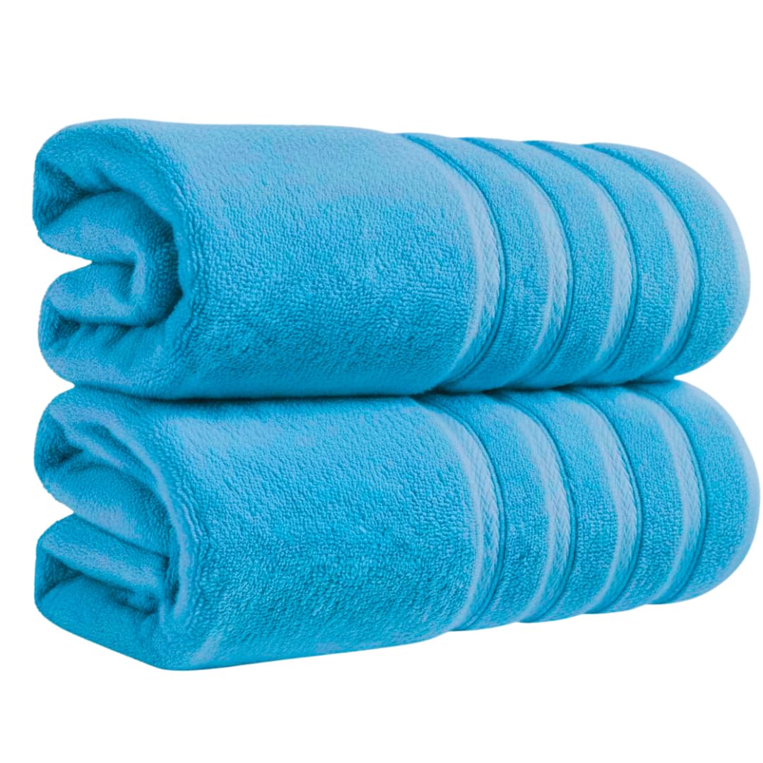 Diamond Tex Premium Cotton Large Jumbo Bath Sheets | Set of 2, 100% Egyptian Cotton, 600-GSM | Luxury Soft Bath Towels 80 cm x 160 cm | Quick Dry XL Body Wrapped Towels (Teal/Turquoise)