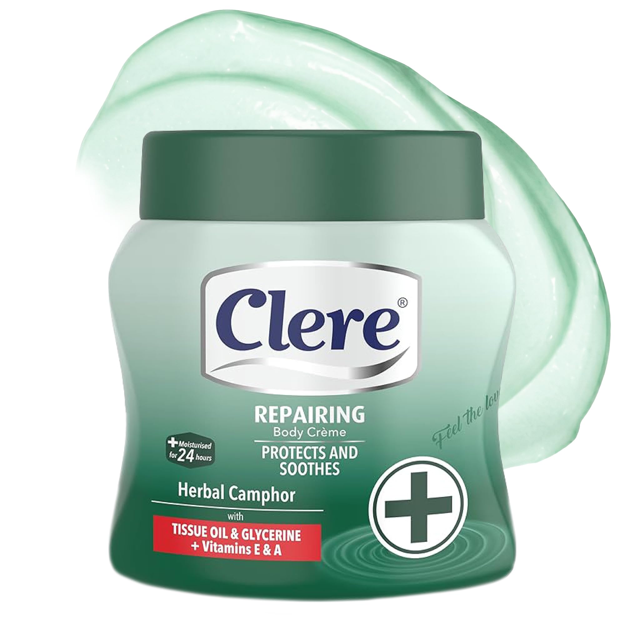 Clere Repairing Body Cream with Herbal Camphor, Tissue Oil, Glycerine, Vitamins E & A, 24-Hour Moisturisation, 500ml