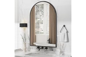 Antok Arch Bathroom Mirror, 24"x36" Wall Mounted Mirrors for Bathroom, Black Vanity Mirror with Metal Frame for Bedroom, Entryway, Living Room, Black