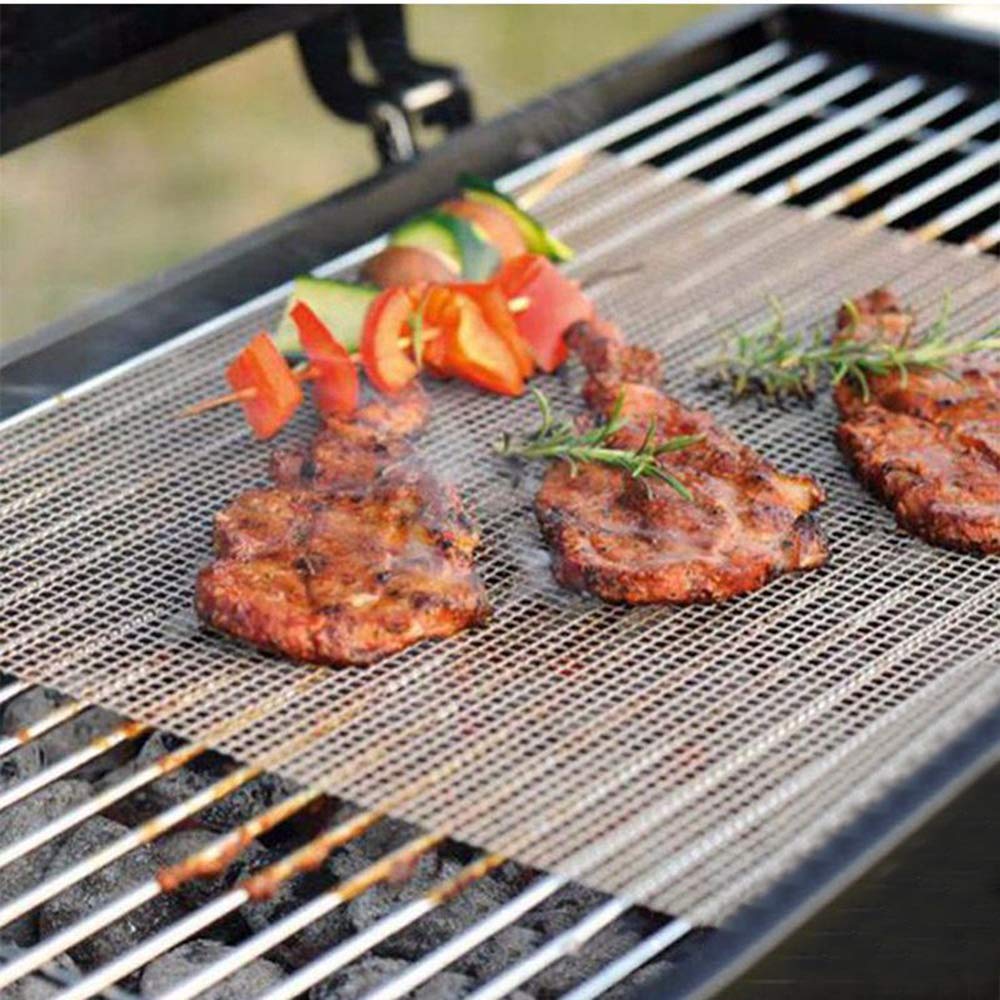 WEISIPU 3PCS BBQ Grill Mesh Mat - Glass Fiber Non-Stick Mats BBQ Grilling Mats Works on Grill Oven Stove Pans Outdoor Camping Picnics BBQ Tools...