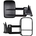 SCITOO Tow Mirrors Compatible with 1988-1998 for Chevy for GMC C/K 1500 2500 3500 1992-2000 for Chevy Tahoe for GMC Yukon Pickup Manual Adjusted No Heated No Turn Signal Black Housing Towing Mirrors