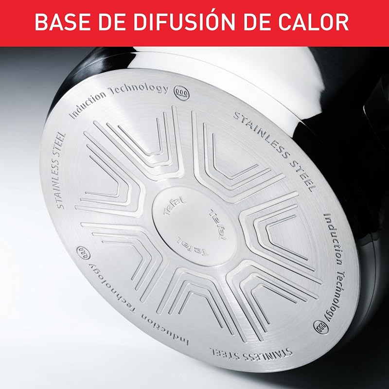 Tefal Duetto - Caçarola 24 cm | Cofre de indução, termofusão, máquina de lavar louça e forno, marcas de medição, aço inoxidável