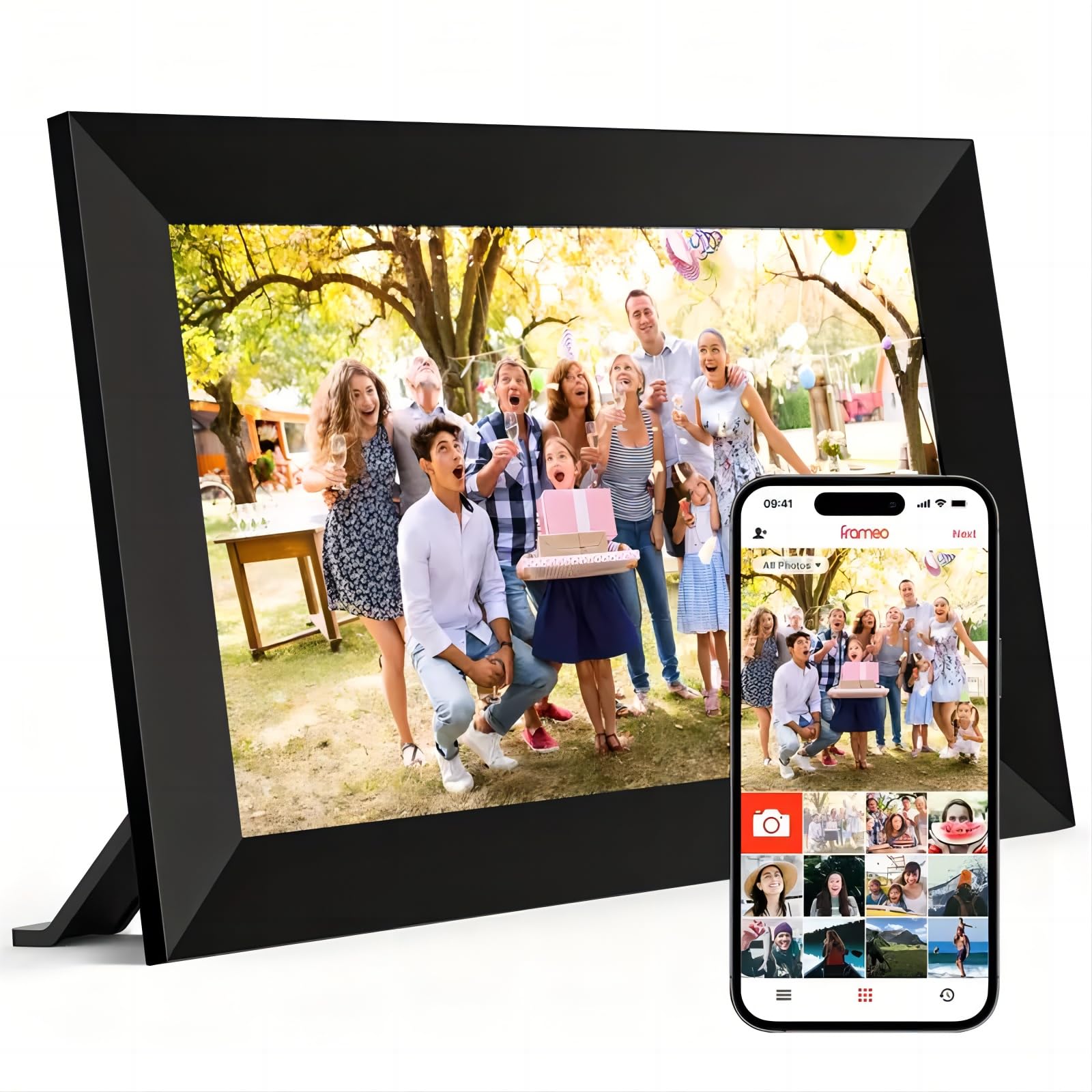 10.1 inch Smart Cloud WIFI Digital Picture Frame 1280x800 Full IPS Touchscreen With Free Frameo APP, Easy Share Photos or Videos, Sleep Mode, 16GB Storage