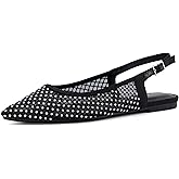 CUSHIONAIRE Lark Mesh Slingback Flats for Women, Embellished Detailing with a Sleek Pointed Toe Design Ballet Flats