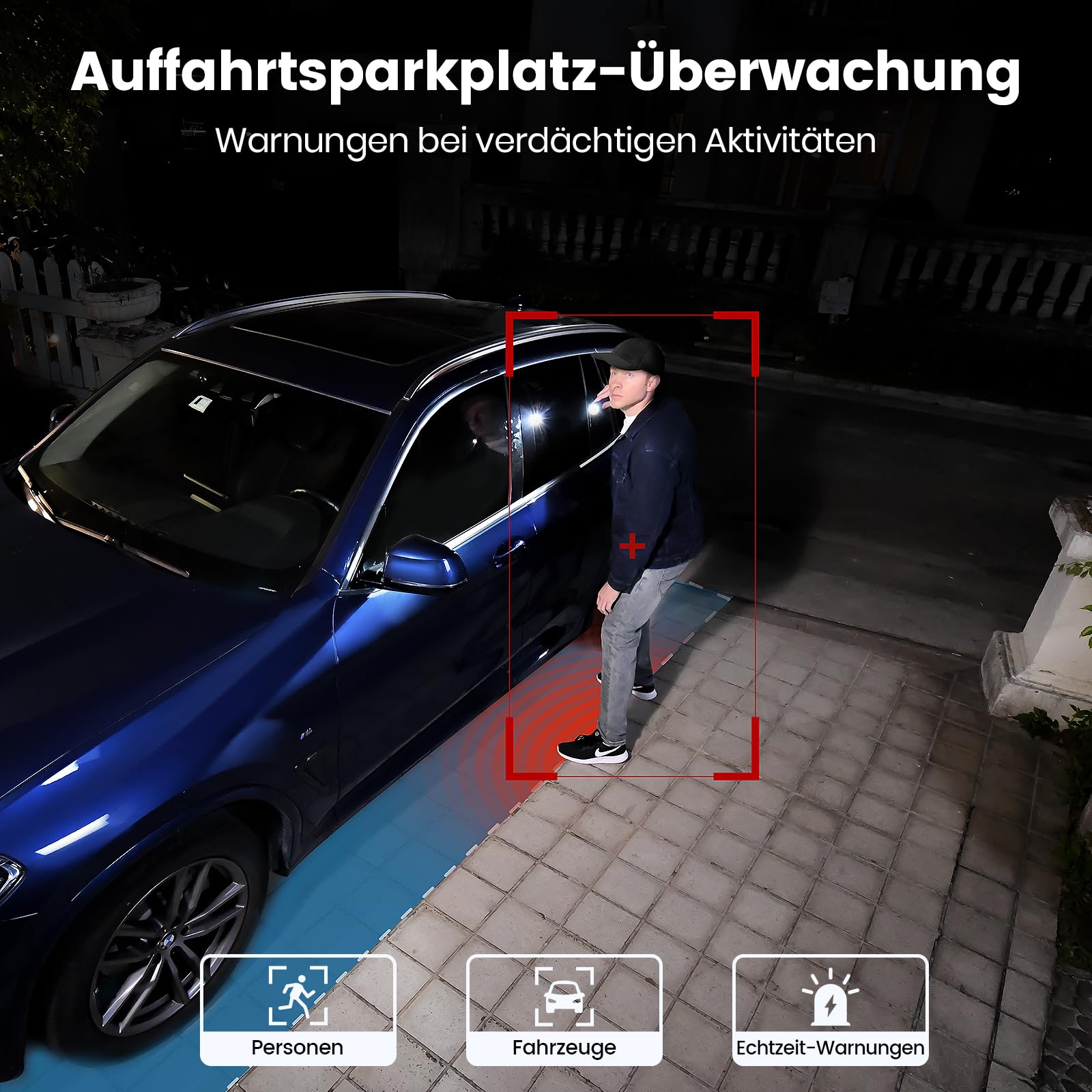 aosu 3K 5MP Überwachungskamera Aussen Solar Akku, 360° PTZ, 2-in-1 Überwachung und Beleuchtung, AI-Erkennung Person Auto, Haustier, Zaun, Licht- & Tonalarm, 2-Wege-Audio, Farb-Nachtsicht, 2 STK 7