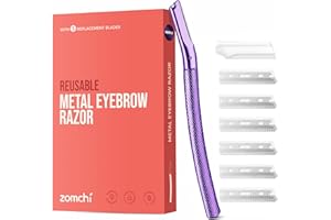 ZOMCHI Eyebrow Razor, Face Razors for Women&Men, Eyebrow Trimmer Shaper with Precision Cover, Facial Shaver with 6 Blades (Purple)