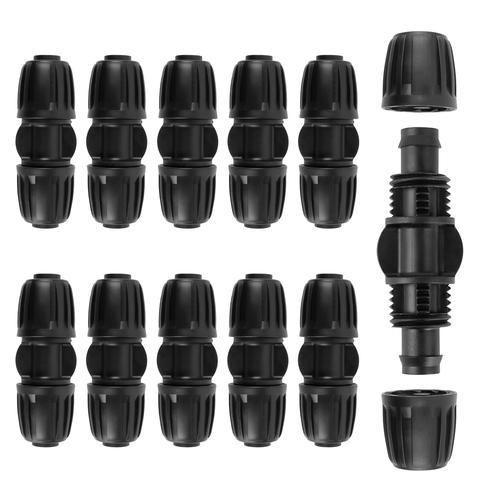 Hydrogarden 1/2 inch Irrigation Fittings Coupling Connectors for (1/2" ID x0.6-0.63" OD) 16mm Drip Tubing Barbed Connectors-10 Pcs/Pack