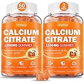 Calcium 1200 mg with Vitamin D3 Supplement for Adults - Calcium Gummies with 5000iu Vitamin D3, K2, B6, B12, Magnesium & Zinc - Calcium Supplement for Women Men - Easy to Digest, Vegan