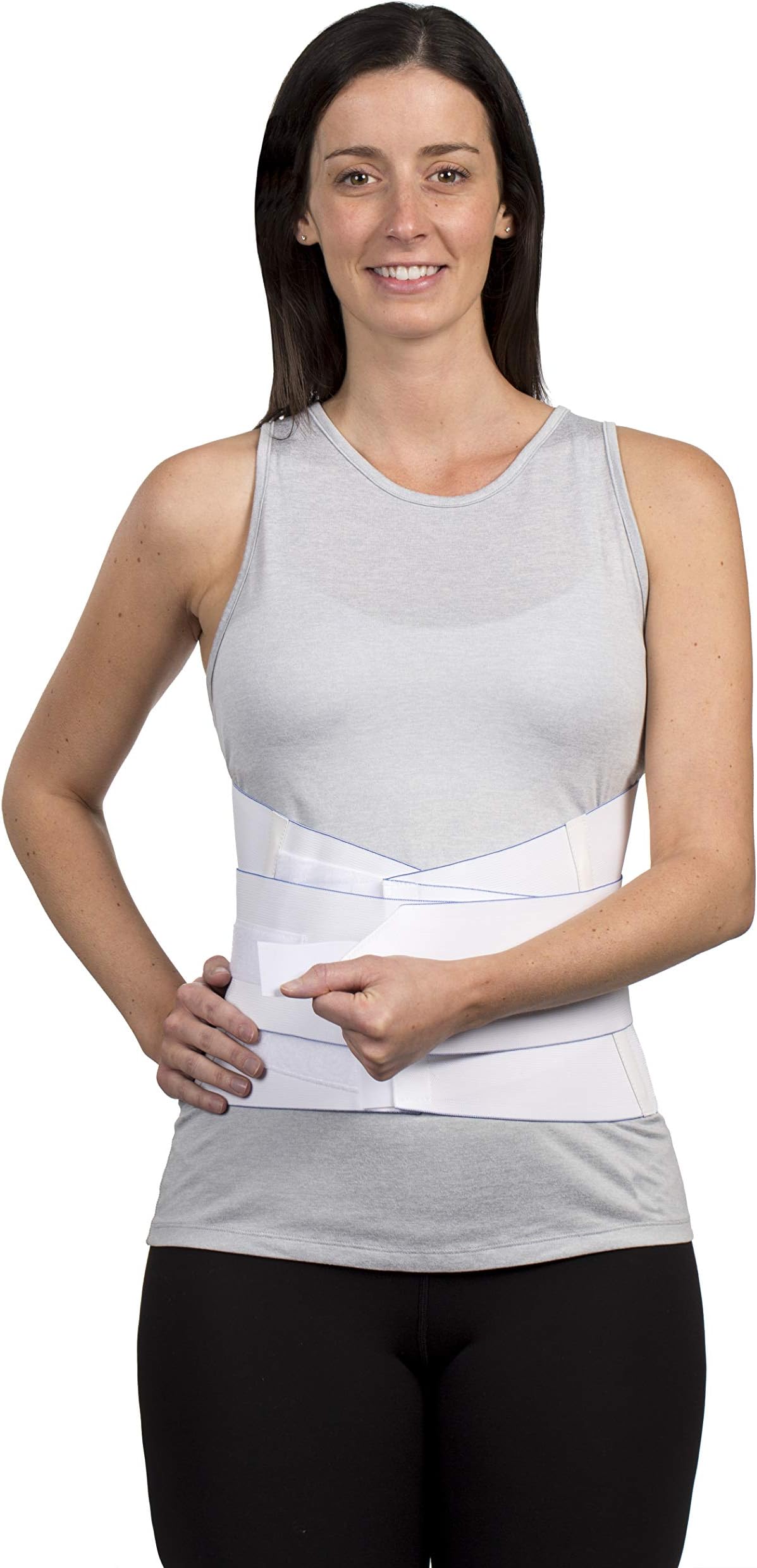 FitPro FP55007 Adjustable Elastic Back Lumbar Support Brace, Large, Amazon Exclusive Brand, White