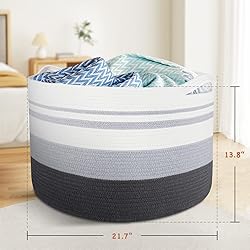 WISELIFE Storage Basket Large Cotton Rope Basket
