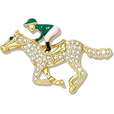Derby Brooch Pins for Women Fun Enamel Rhinestone Rose Horseshoe DERBY Horse Metal Lapel Pin Western Horse Racing Brooch Jewelry Accessories Gift for Derby Fans