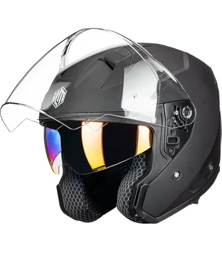 cost of a motorcycle helmet New DOT Motorcycle Helmet Full Face Matte Black S M L XL 2X Chrome Gold  Iridium