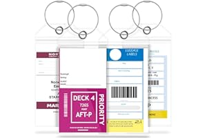 GreatShield Cruise Luggage Tag Holder (4 Pack) CruiseTag Holder with Zip Seal & Steel Loops, Weather Resistance PVC Pouch for Princess, Carnival, Holland American, Costa, and Norwegian Cruise Line