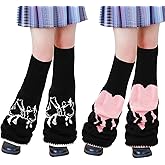 Junely 2 Pairs Leg Warmers for Women Kawaii Leg Warmer Cute Legwarmers Japanese Socks Halloween Goth Emo Gyaru Accessories
