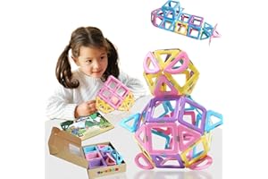 MAGBLOCK Magnetic Tiles Toys for 3 Year Old Girls, Magnetic Blocks for Toddler Girl Toys, Magnetic Building Blocks for Kids Birthday Gift Present Set 52 Pieces