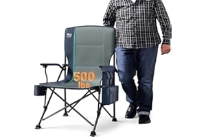 TIMBER RIDGE Oversized Folding Camping Chair High Back Heavy Duty for Adults Support up to 500lbs with Cup Holder, Side Pocket Cooler Bag
