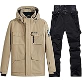 Men's Ski Jacket and Pants Set Waterproof Snowsuit Windproof Snow Suit Winter Outdoor Ski Suit