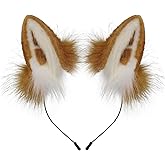 Adolala Handmade Faux Fur Fox Wolf Ears Headband Furry Animal Headwear Costume Props for Halloween Christmas Cosplay