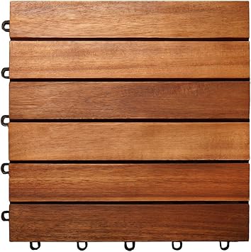 Deuba Holzfliesen 33 Stück ineinandergreifende Terrasse Garten Balkon