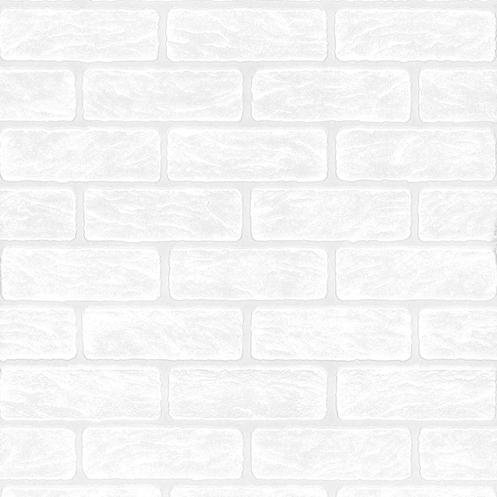 Superfresco Paintable Brick Effect White Wallpaper BigaMart