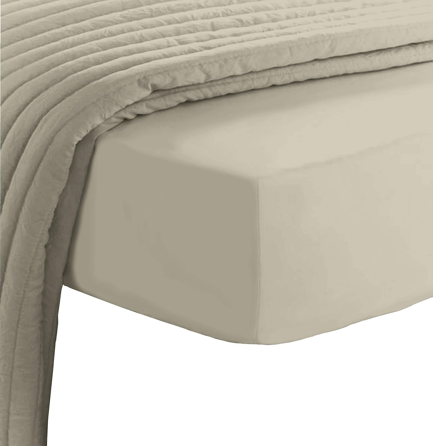 Pizuna Cotton 400 Thread Count Fitted Sheet Small Double Simply Taupe