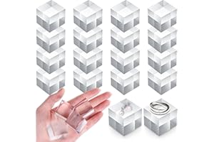 Remerry 16 Pcs Clear Acrylic Blocks Square Display Block Clear Polished Cube Acrylic Jewelry Display Stand Ring Showcase Holder Base(1 x 1 x 1 Inch)