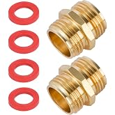 2 Pack 3/4 Inch Brass Garden Hose Adapter Male to Male Quick Connector