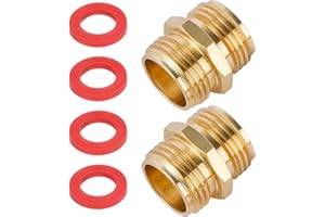 SANPAINT 2 Pack 3/4 Inch Brass Garden Hose Adapter Male to Male Quick Connector