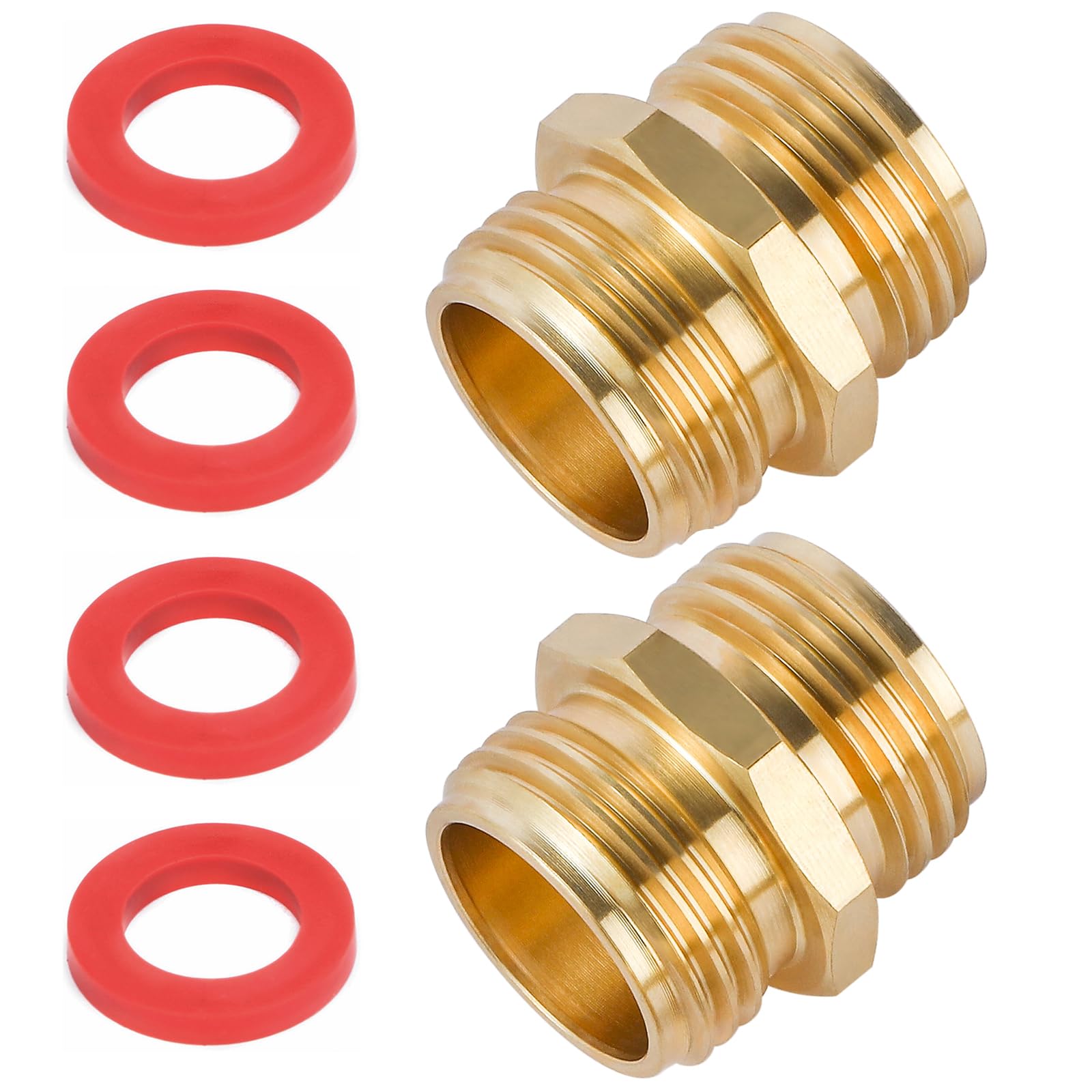 Photo 1 of 2 Pack 3/4 Inch Brass Garden Hose Adapter Male to Male Quick Connector