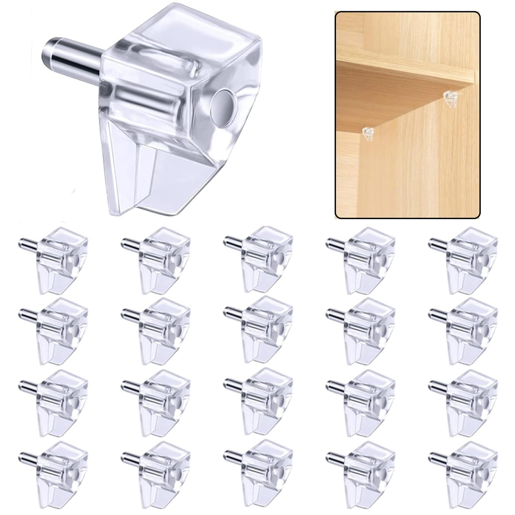 Baoswi Clear Plastic Shelf Supports - 80 Pack, 5mm, For Kitchen, Book Shelves & Furniture