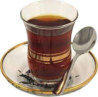 Topkapi - 18-TLG Türkisches Tee-Set Leyla-Sultan mit Golddekor, 6 Teegläser, 6 Untersetzer, 6 Teelöffel