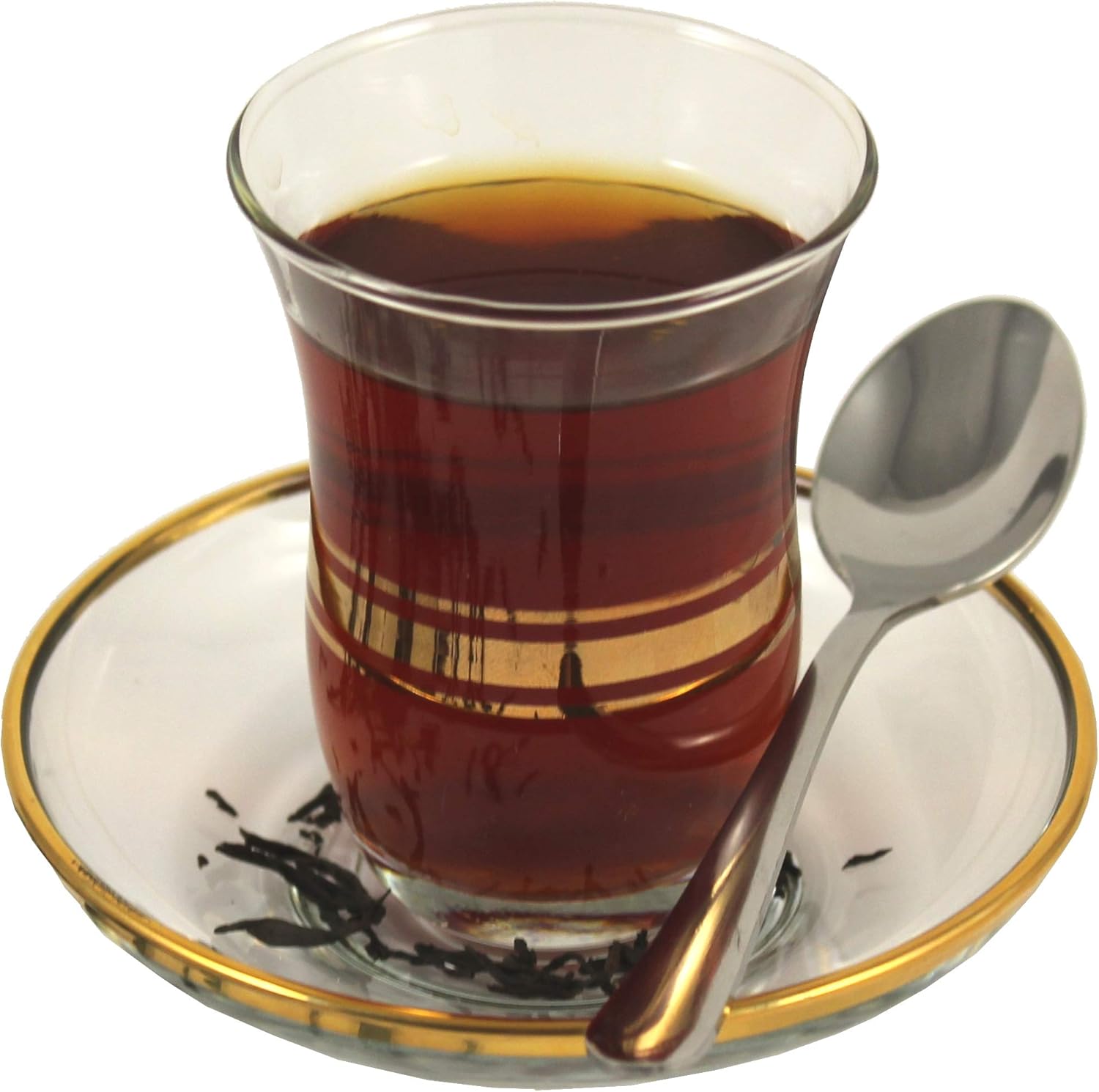 Topkapi - 18-TLG Türkisches Tee-Set Leyla-Sultan mit Golddekor, 6 Teegläser, 6 Untersetzer, 6 Teelöffel