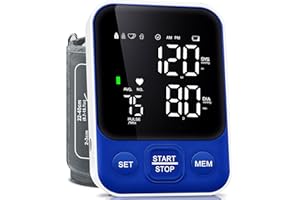 OKLAR Blood Pressure Monitor Upper Arm Monitors for Home Use BP Machine with 2x120 Reading Memory Adjustable Arm Cuff 8.7"-15.7" Large Display with LED Background Light Storage Bag Navy