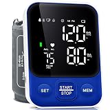 Blood Pressure Monitor Upper Arm Monitors for Home Use BP Machine with 2x120 Reading Memory Adjustable Arm Cuff 8.7"-15.7" Large Display with LED Background Light Storage Bag Navy