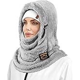 Ski Mask Balaclava for Women Men, Winter Full Face Mask Hooded Scarf for Cold Weather, Warm Fleece Head Cover Neck Warmer