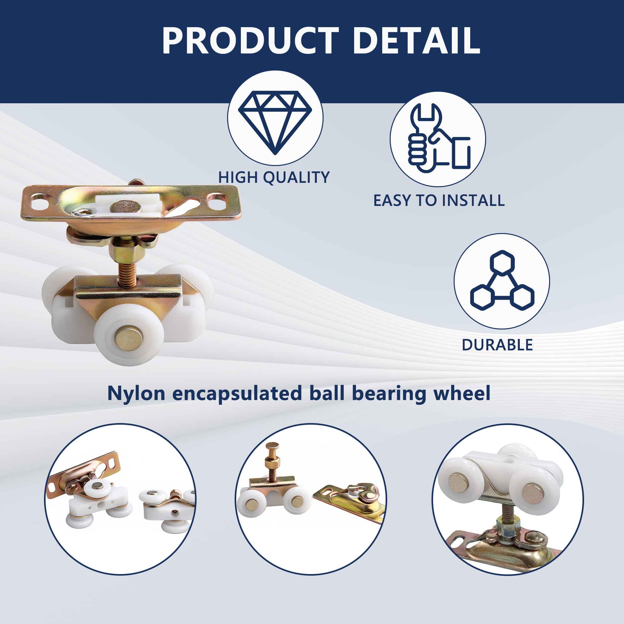 2 Pack 3/4 Inch Sliding Pocket Door Rollers Assembly Nylon Wheels Pocket...