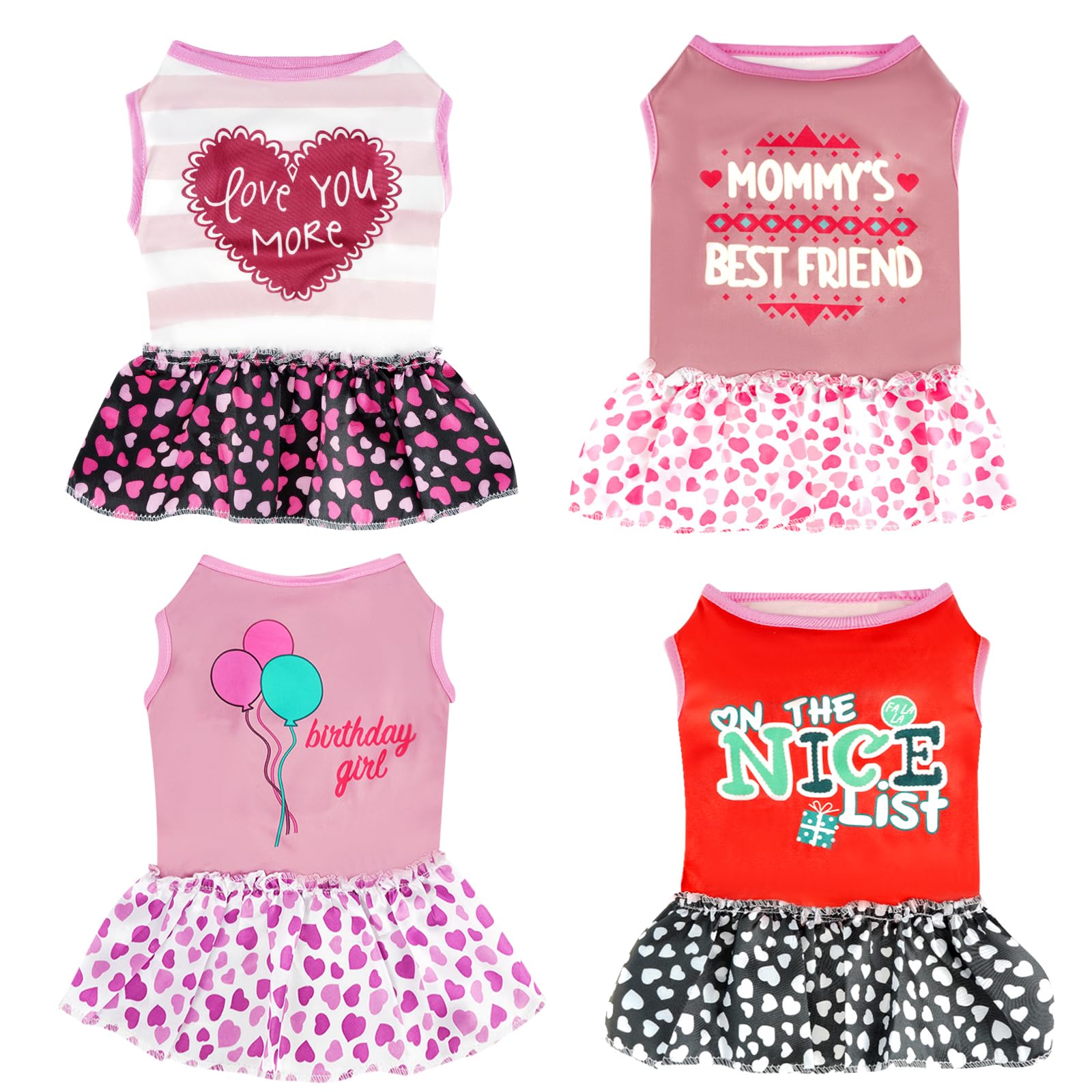 Photo 1 of Pistha 4 Pack Dog Dresses Adorable Girl Puppy Printed Dresses Pet Doggy Clothes for Small Dogs Girl Holiday Apparel Dresses(XL)