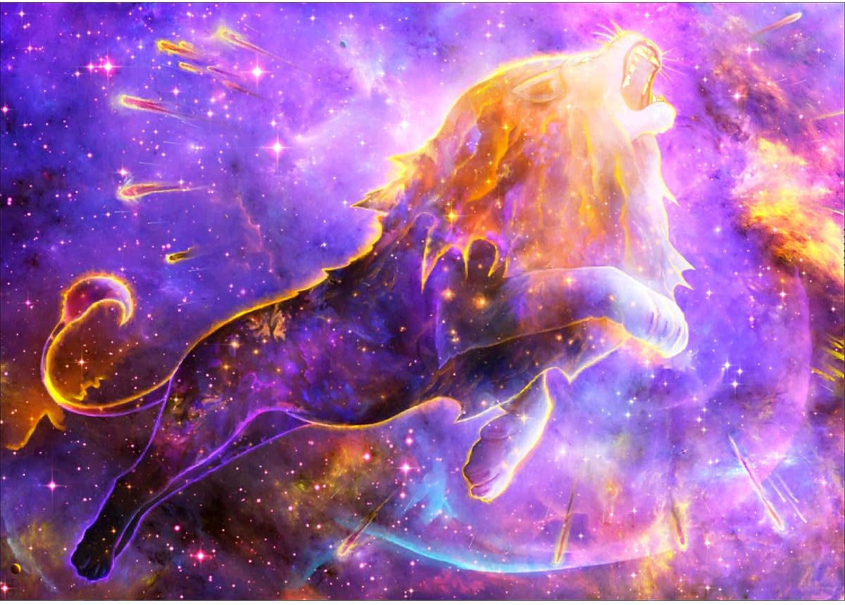 DIY 5D Diamond Painting Kit Round Diamond Embroidery Rhinestone Cross Stitch Diamond Painting Arts Craft Supply for Home Decoration (Leo Pattern） (Lion)