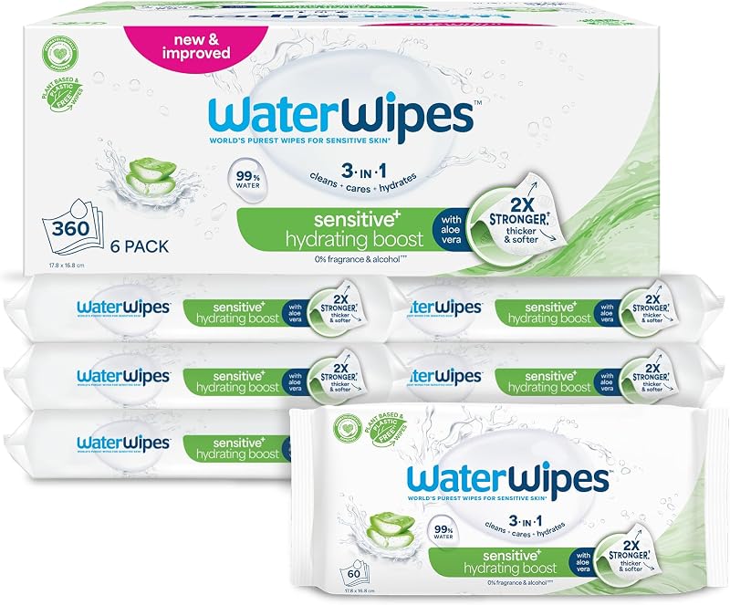 Sensitive+ Hydrating Boost Wipes, 99% Wasser, 6 Pack