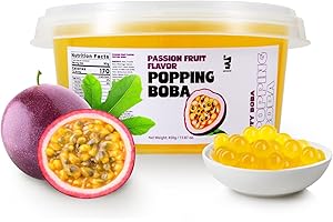 OCEANA JIFFY BOBA JIFFY BOBA - Bursting Fruit Popping Boba Pearls | Bubble Tea | Passion Fruit | 100% Vegan & Gluten Free - 1 lb