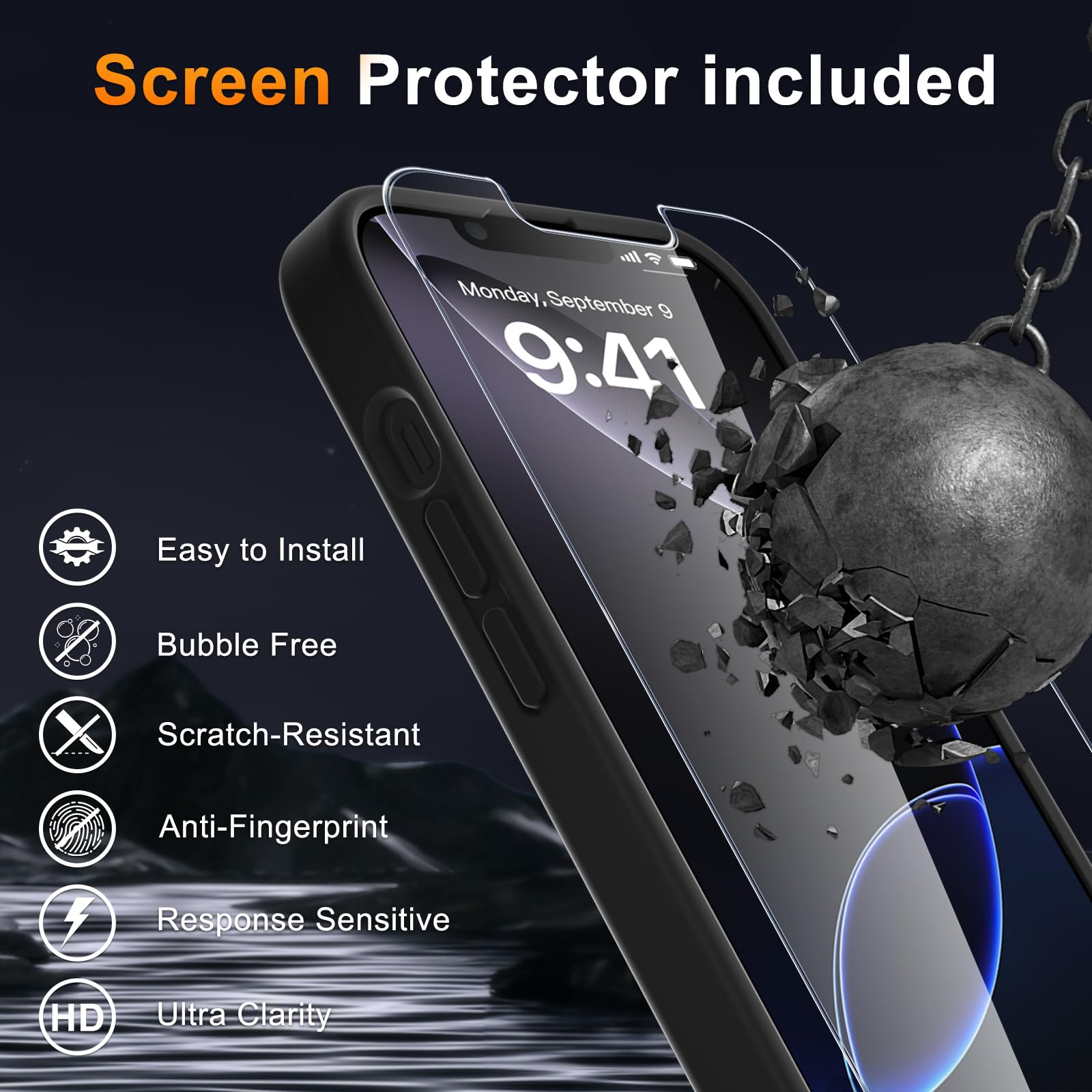 LATVIN for iPhone 14 Case & iPhone 13 Case, Magnetic Phone Cover with 1 Screen Protector, Compatible with MagSafe, Military Grade Protection, Translucent Matte Frosted Back, Black
