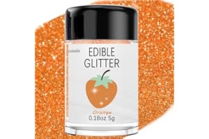 Orange Edible Glitter Glimmer Powder for Cakes Drinks - Colaele 5 grams Food Grade Luster Dust Metallic Food Decorating Sprinkle Disco Brew Dust for Cake Decorations Wine Beverage Candy Dessert, Vegan