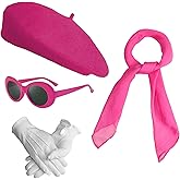 Women Girls French Paris Themed Party 1950s Costume Accessories Set (4 Pieces)