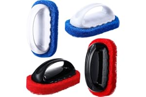 BBTO 4 Pack Teak Brush Cleaner with Handle Teak Cleaning Brush Cleaning Scrub Scouring Pads Scrubbers for Simple Easy Polishing Refinishing Clean up Boat Accessories