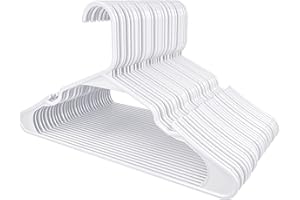 Utopia Home - Plastic Hangers 50 Pack - Space Saving Clothes Hanger - Durable and Strong Closet Organizers and Storage Makes It Ideal Stocking Stuffers or Apartment or Dorm Room Essentials (White)