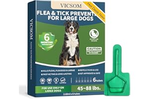VICSOM Flea and Tick Prevention for Dogs, 6 Months Supply Dog Flea and Tick Treatment Up to 45 to 88 Lbs, Waterproof Topical Flea Treatment for Large Dogs - Fast-Acting Flea, Tick, and Mosquito Repellent
