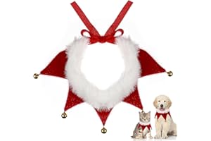 Christmas Dog Collar Adjustable Red Cat Collar with Bell Christmas Costume for Small Dog Cat Puppy Kitten, M Kitten Collars w