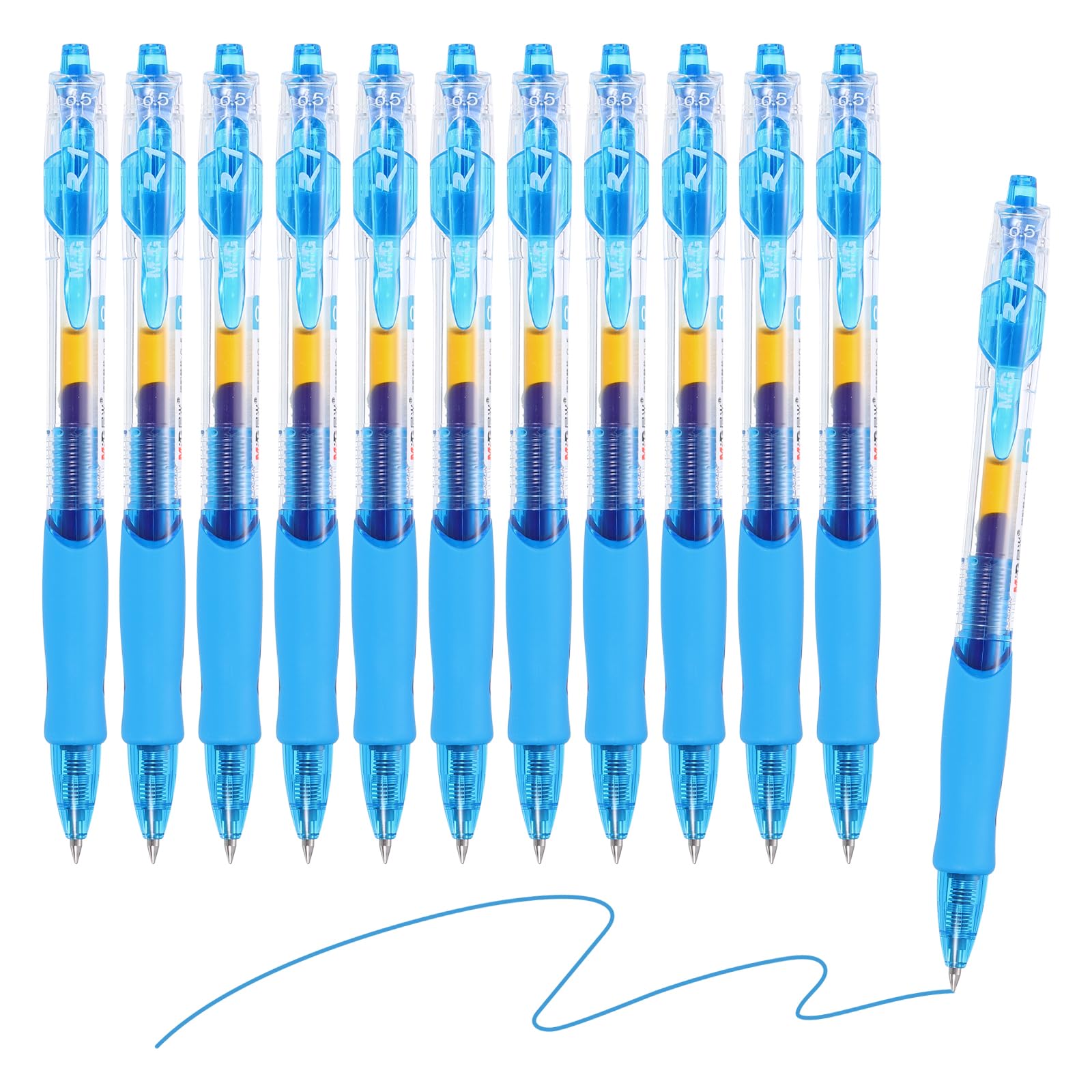 M&G Gel Pen Medium Point 0.5mm, 12 Pack Quick Dry Smooth Retractable Blue Gel Ink Rollerball Pen for Home Office Writing Note Taking Journaling Business, Style 2